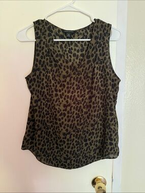 Banana Republic Olive & Black Leopard Print Sleeveless V-Neck Camisole